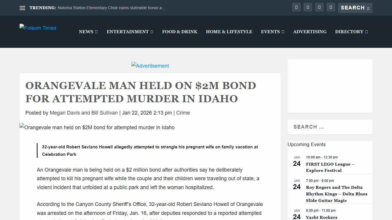 Orangevale Man Held On $2M Bond For Attempted Murder In Idaho – Folsom Times